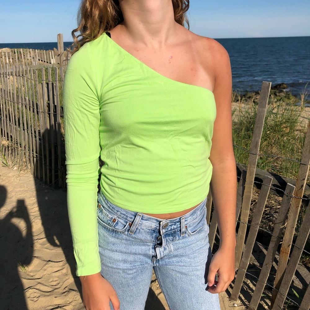 Lime green one shoulder top